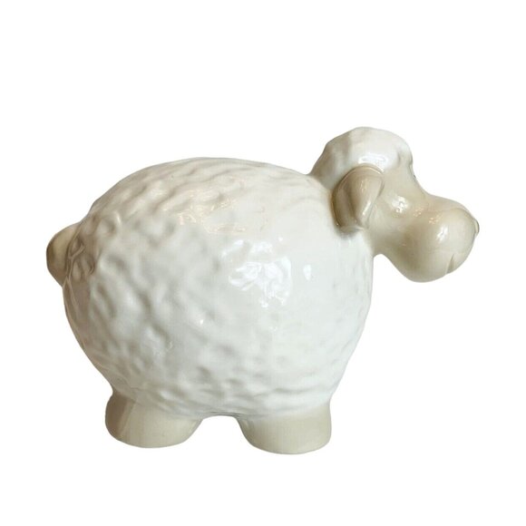 Farmhouse Ceramic Sheep Figurine Cottagecore Rustic Cozy Baby Nursery Gift - Picture 7 of 12